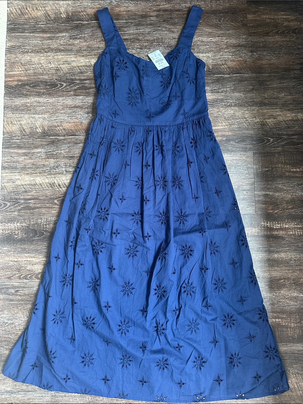 J. Crew Factory Navy Eyelet Midi Sundress